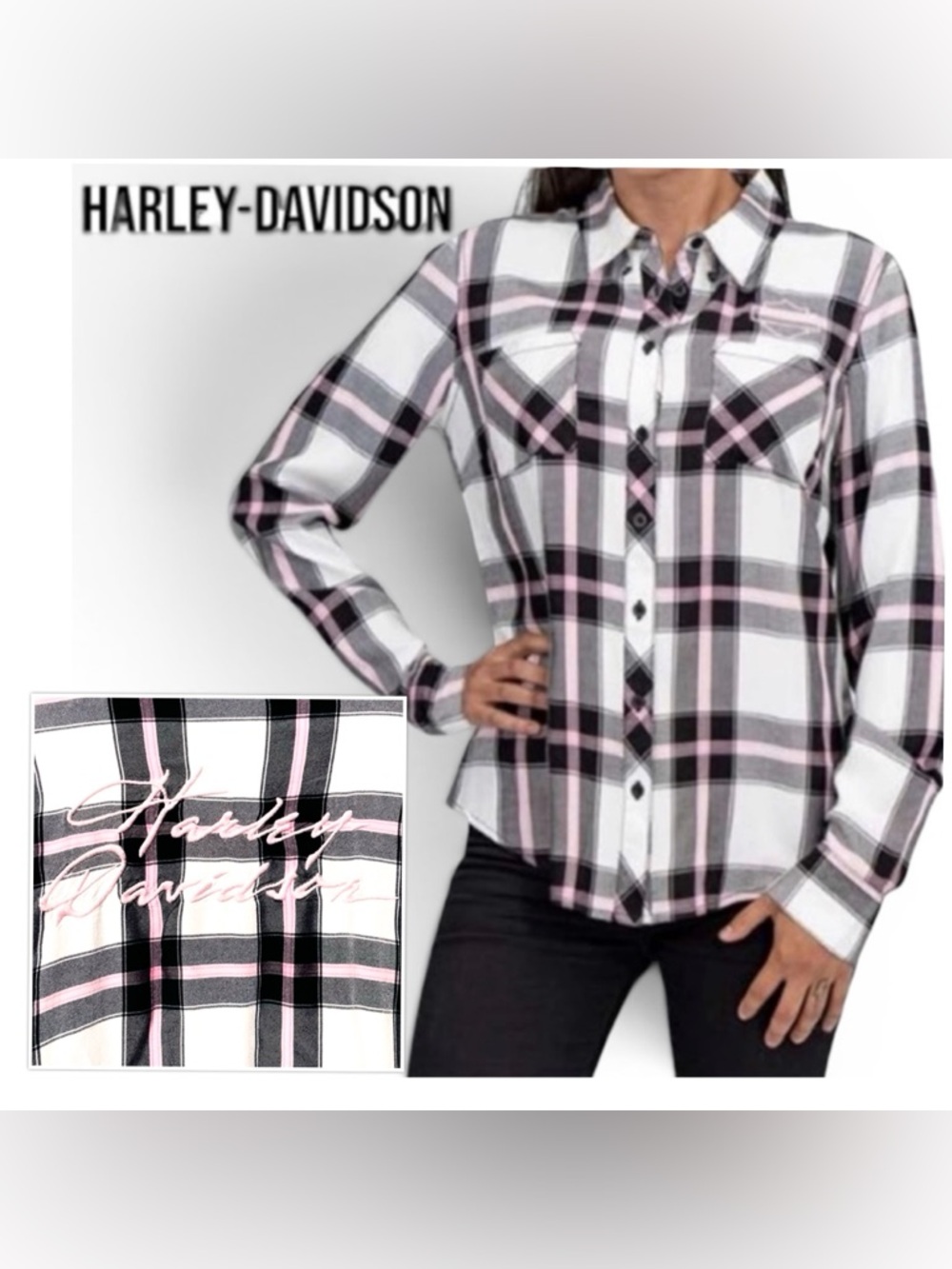 Harley-Davidson Women's Script Font Plaid Shirt
